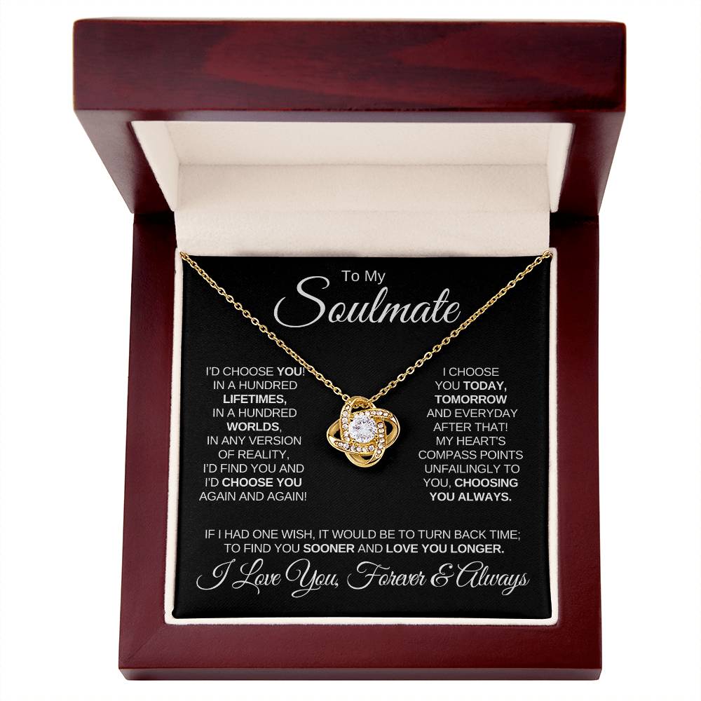 To My Soulmate/Black (Love Knot Necklace)