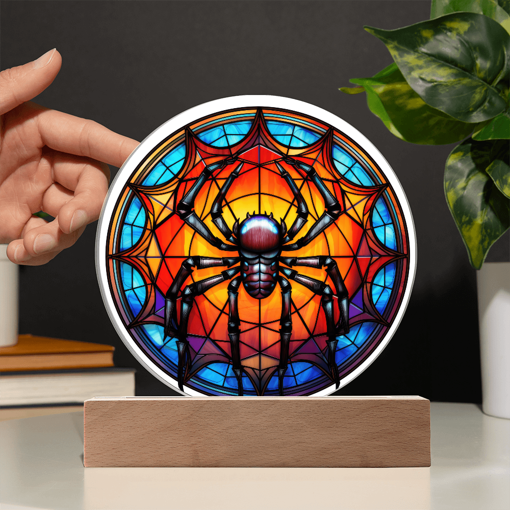 Spider Stained Glass Circle Acrylic Plaque