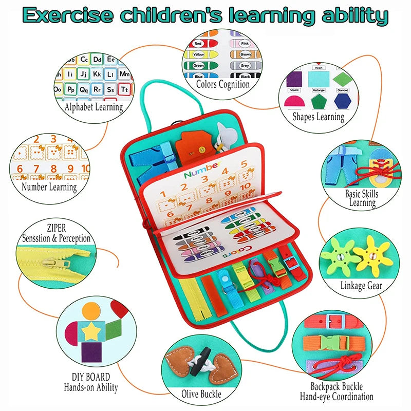 KinderQuest ™ Montessori Busy Board for Kids