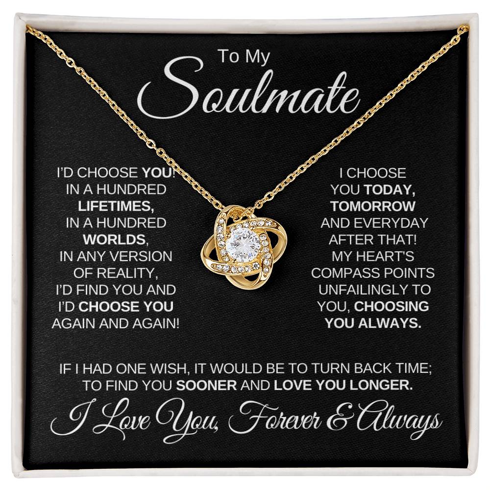 To My Soulmate/Black (Love Knot Necklace)