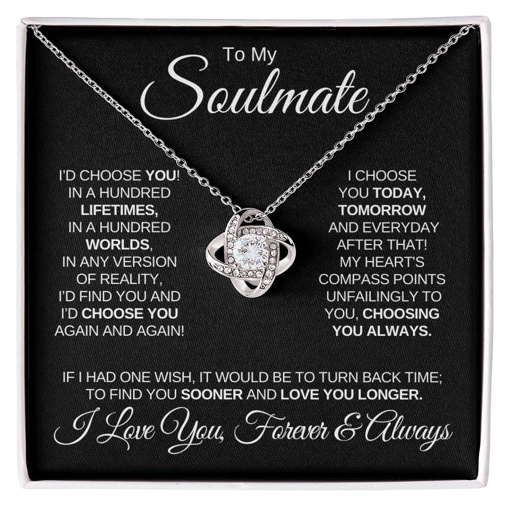 To My Soulmate/Black (Love Knot Necklace)