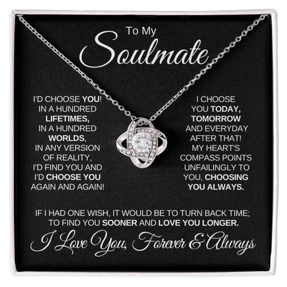 To My Soulmate/Black (Love Knot Necklace)