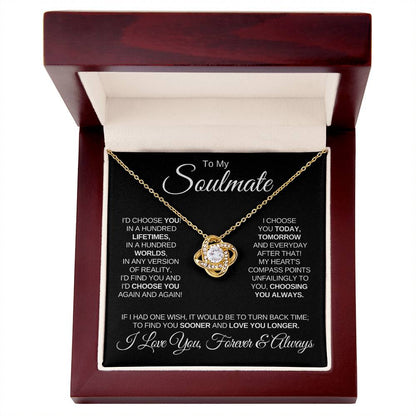 To My Soulmate/Black (Love Knot Necklace)