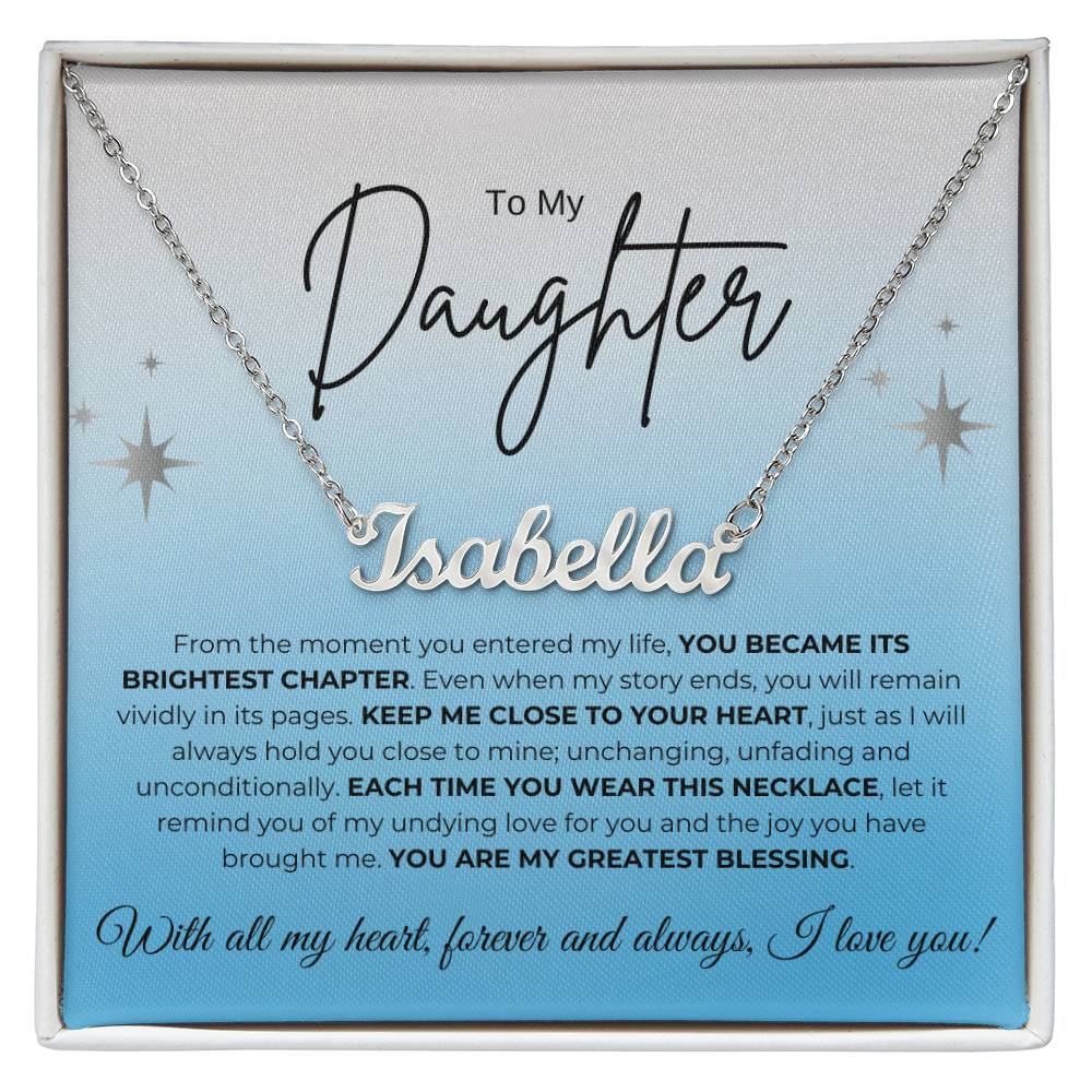 To My Daughter Name Necklace (blue)