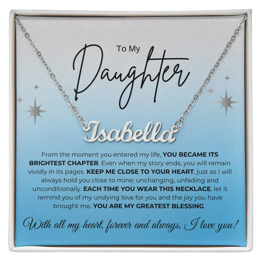 To My Daughter Name Necklace (blue)