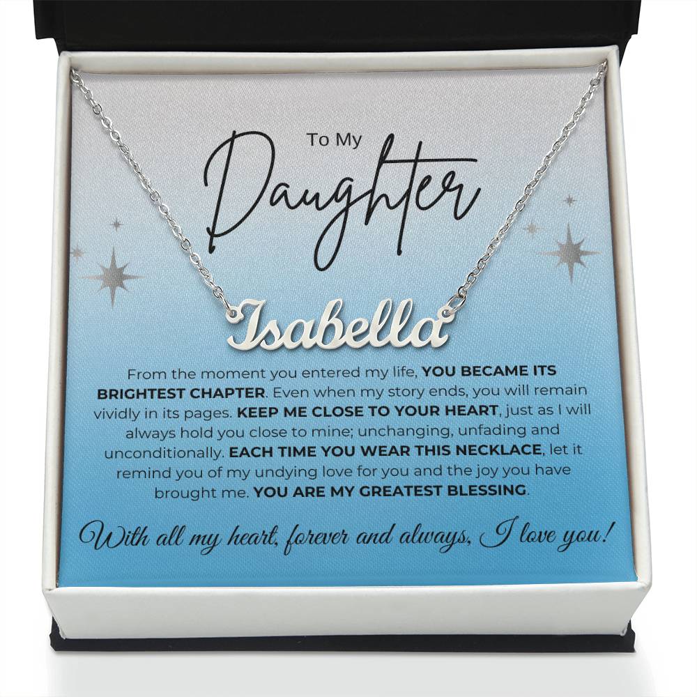 To My Daughter Name Necklace (blue)
