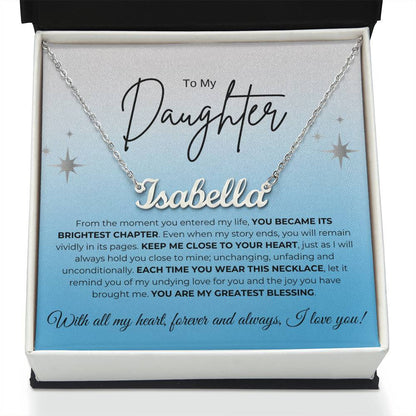 To My Daughter Name Necklace (blue)