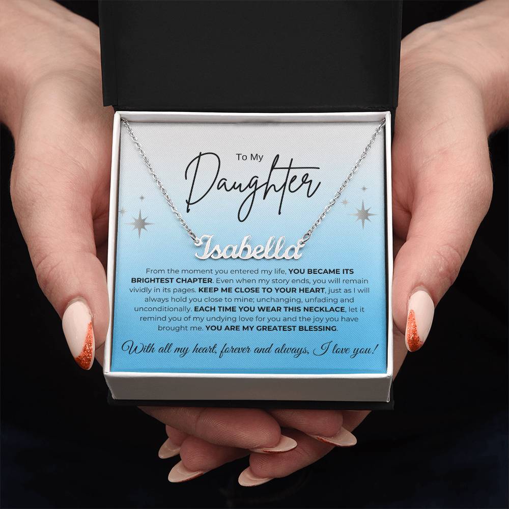 To My Daughter Name Necklace (blue)