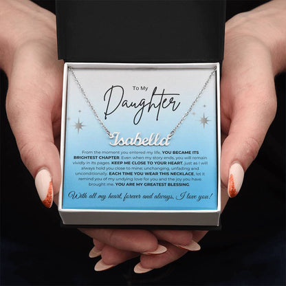 To My Daughter Name Necklace (blue)