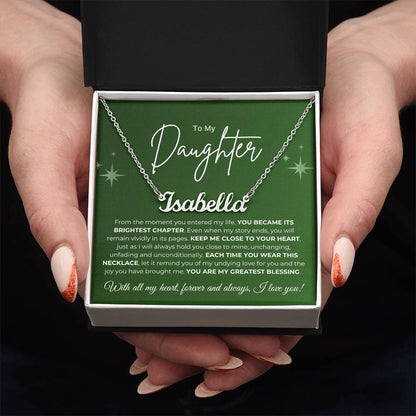 To My Daughter Name Necklace (green)