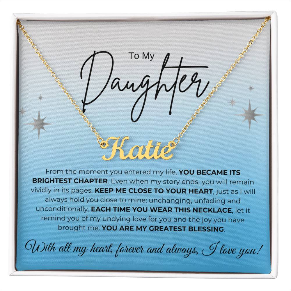 To My Daughter Name Necklace (blue)
