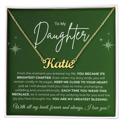 To My Daughter Name Necklace (green)