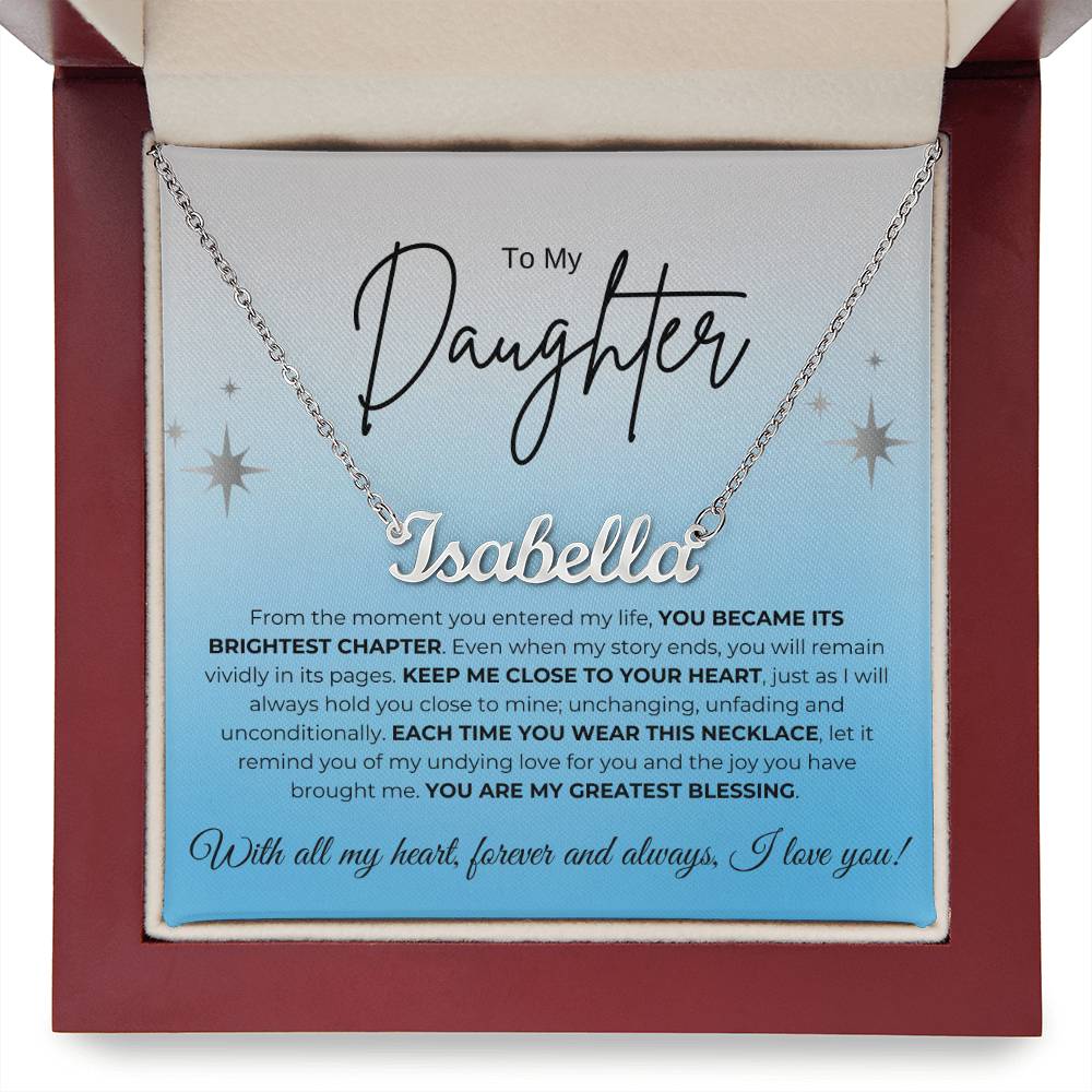 To My Daughter Name Necklace (blue)
