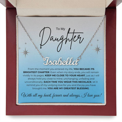 To My Daughter Name Necklace (blue)