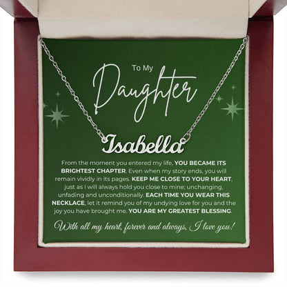 To My Daughter Name Necklace (green)
