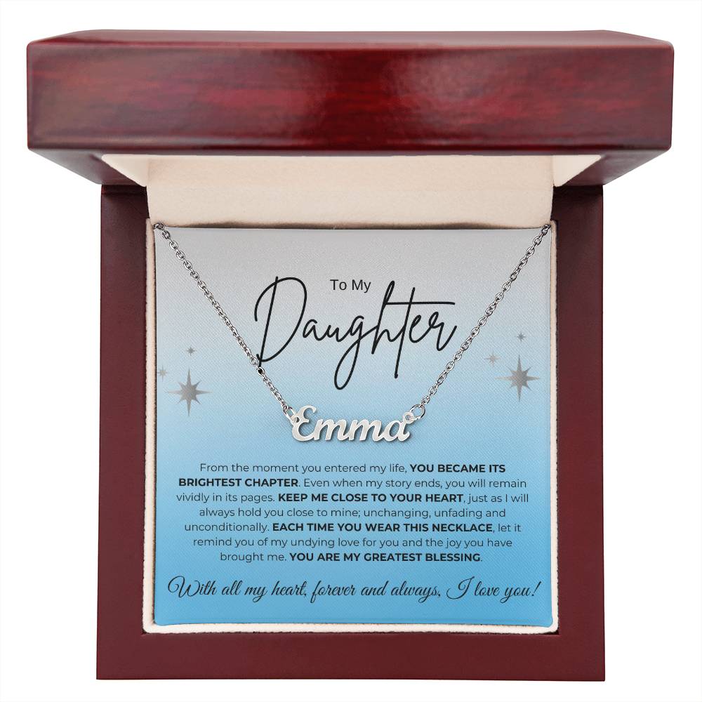 To My Daughter Name Necklace (blue)