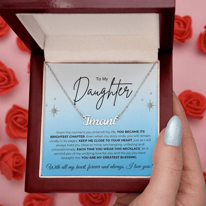 To My Daughter Name Necklace (blue)