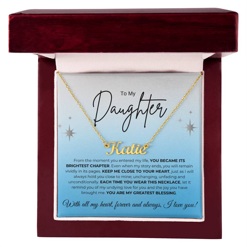 To My Daughter Name Necklace (blue)