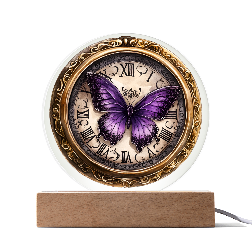 Vintage Pocket Watch Circle Acrylic LED Plaque