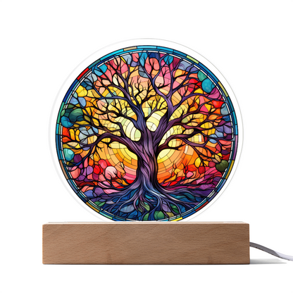 Tree of Life Stained Glass Circle Acrylic Plaque