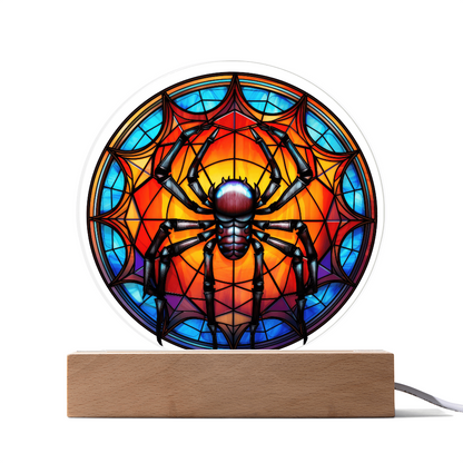 Spider Stained Glass Circle Acrylic Plaque