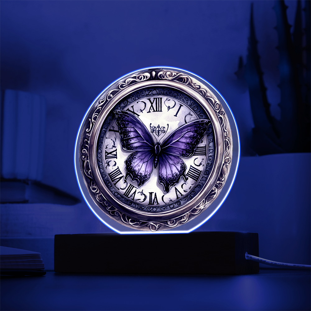 Vintage Pocket Watch Circle Acrylic LED Plaque