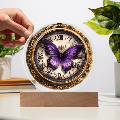 Vintage Pocket Watch Circle Acrylic LED Plaque