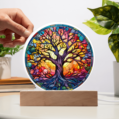 Tree of Life Stained Glass Circle Acrylic Plaque