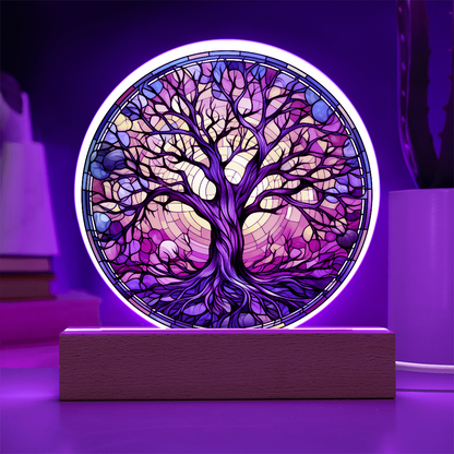 Tree of Life Stained Glass Circle Acrylic Plaque