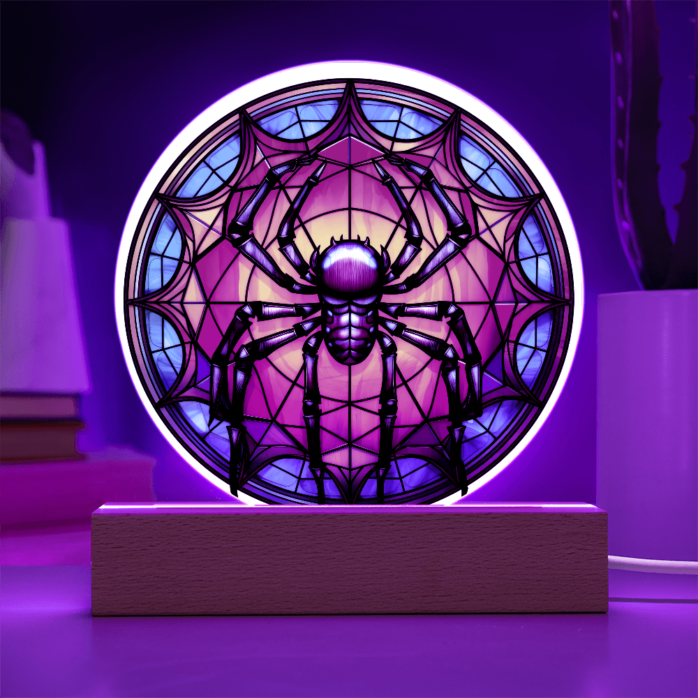 Spider Stained Glass Circle Acrylic Plaque
