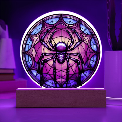 Spider Stained Glass Circle Acrylic Plaque
