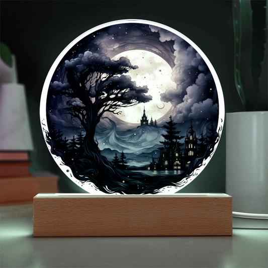 Spooky Night Full Moon-Circle Acrylic Plaque