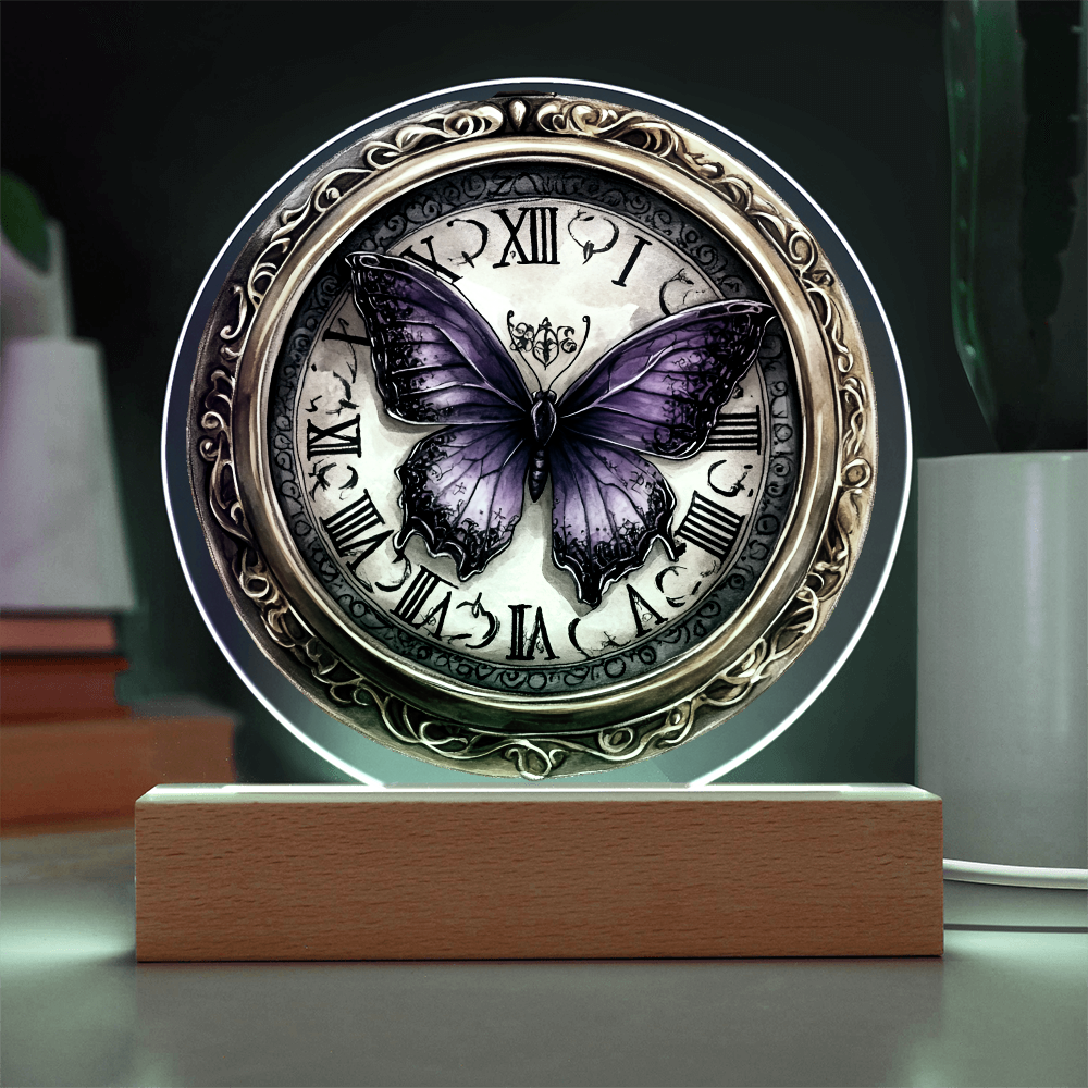 Vintage Pocket Watch Circle Acrylic LED Plaque