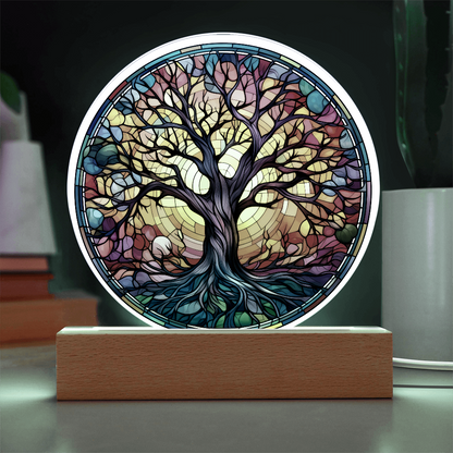 Tree of Life Stained Glass Circle Acrylic Plaque