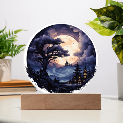 Spooky Night Full Moon-Circle Acrylic Plaque