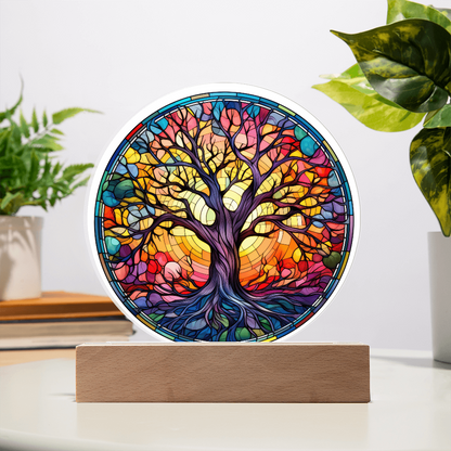 Tree of Life Stained Glass Circle Acrylic Plaque
