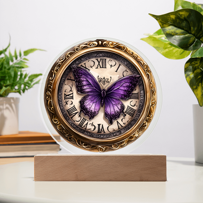 Vintage Pocket Watch Circle Acrylic LED Plaque
