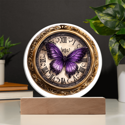 Vintage Watch w/ Butterfly-Circle Acrylic Plaque