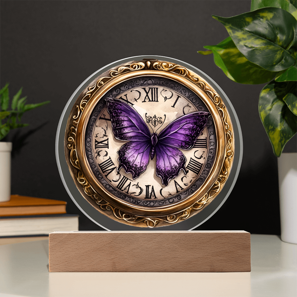 Vintage Pocket Watch Circle Acrylic LED Plaque