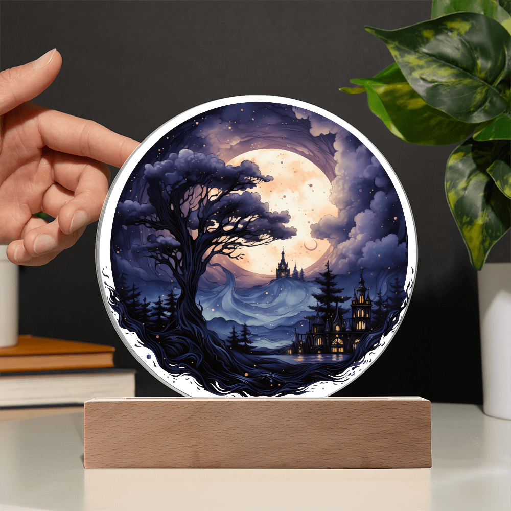 Spooky Night Full Moon-Circle Acrylic Plaque