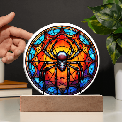 Spider Stained Glass Circle Acrylic Plaque