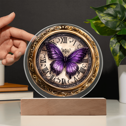 Vintage Pocket Watch Circle Acrylic LED Plaque