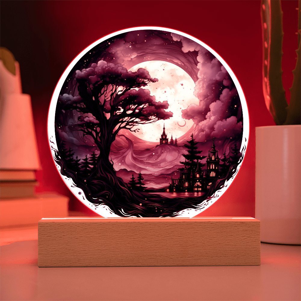 Spooky Night Full Moon-Circle Acrylic Plaque