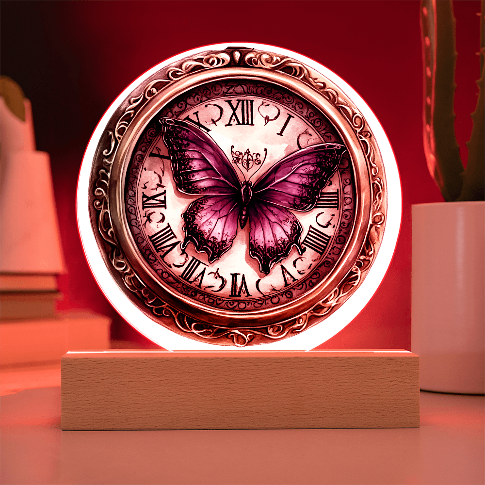 Vintage Watch w/ Butterfly-Circle Acrylic Plaque
