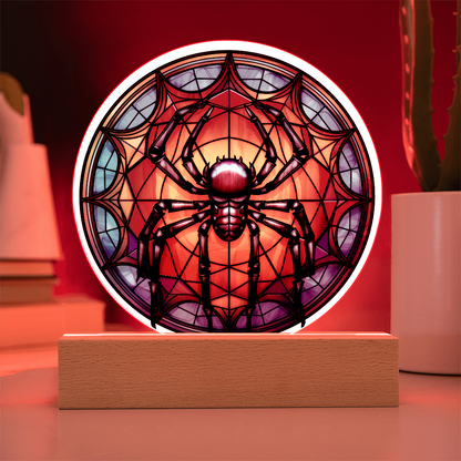 Spider Stained Glass Circle Acrylic Plaque