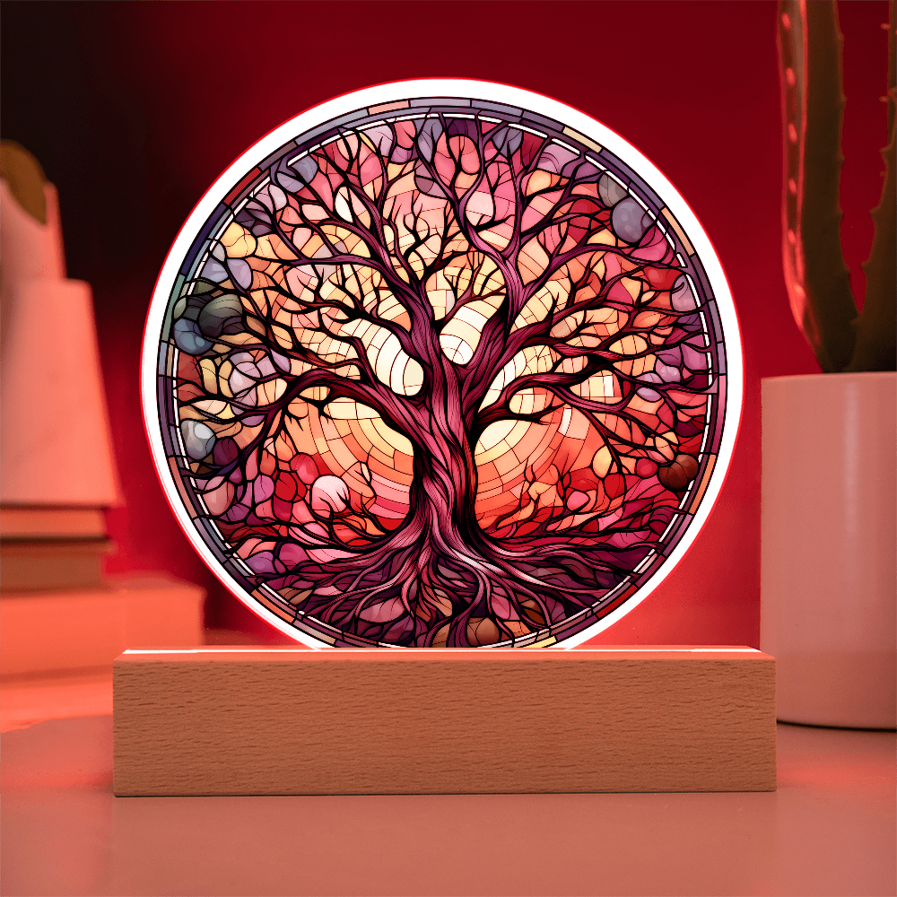 Tree of Life Stained Glass Circle Acrylic Plaque