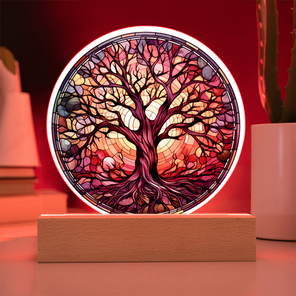 Tree of Life Stained Glass Circle Acrylic Plaque