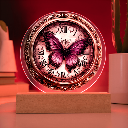 Vintage Pocket Watch Circle Acrylic LED Plaque