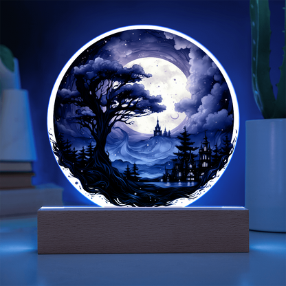 Spooky Night Full Moon-Circle Acrylic Plaque