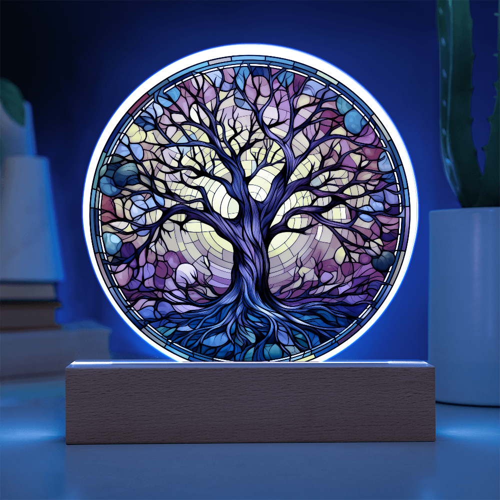 Tree of Life Stained Glass Circle Acrylic Plaque